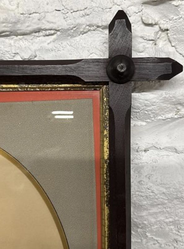 Mid-Nineteenth Century Watercolor Portrait in Large Antque Wood Frame