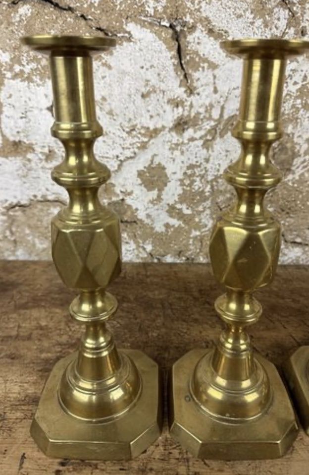 Victorian Brass Candlesticks Pair, Queen&#39;s Diamond Jubilee, 1890s