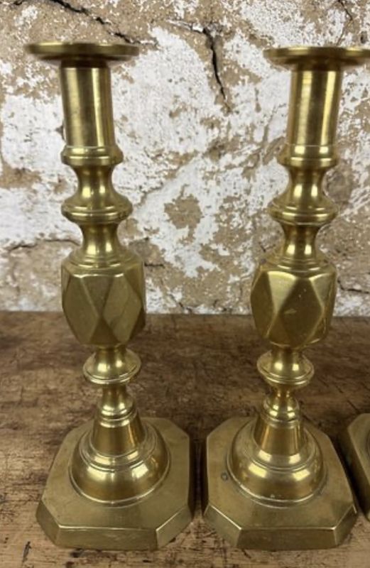 Victorian Brass Candlesticks Pair, Queen&#39;s Diamond Jubilee, 1890s
