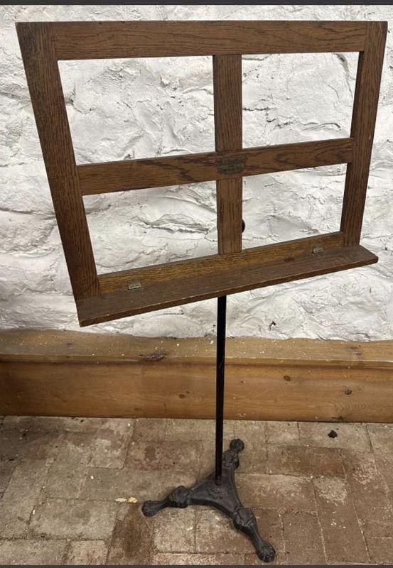 Music Ornate Stand Oak and Iron Antique