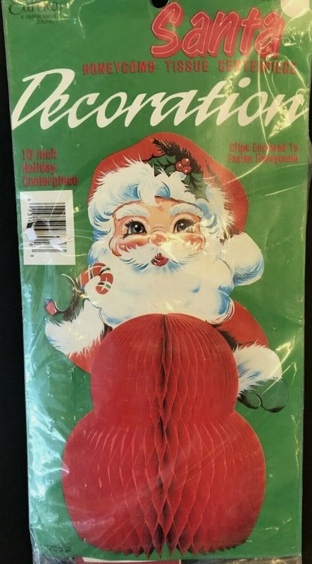 Eureka  Paper Company Honeycomb Santa Vintage Christmas