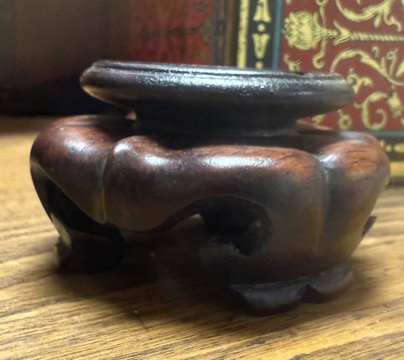 Antique Chinese Carved Hardwood Display Stand approx.2 1/2&quot; diameter