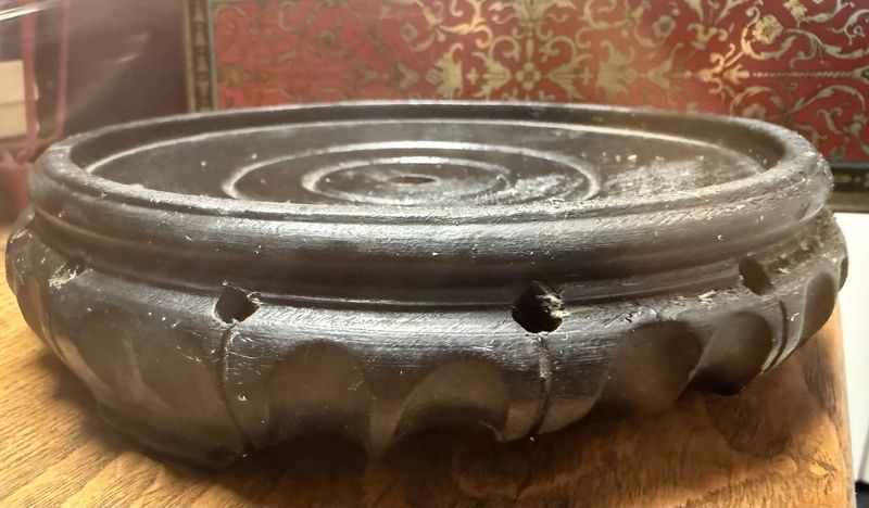 Antique Chinese Carved Hardwood Display Stand approx 7&quot; diameter