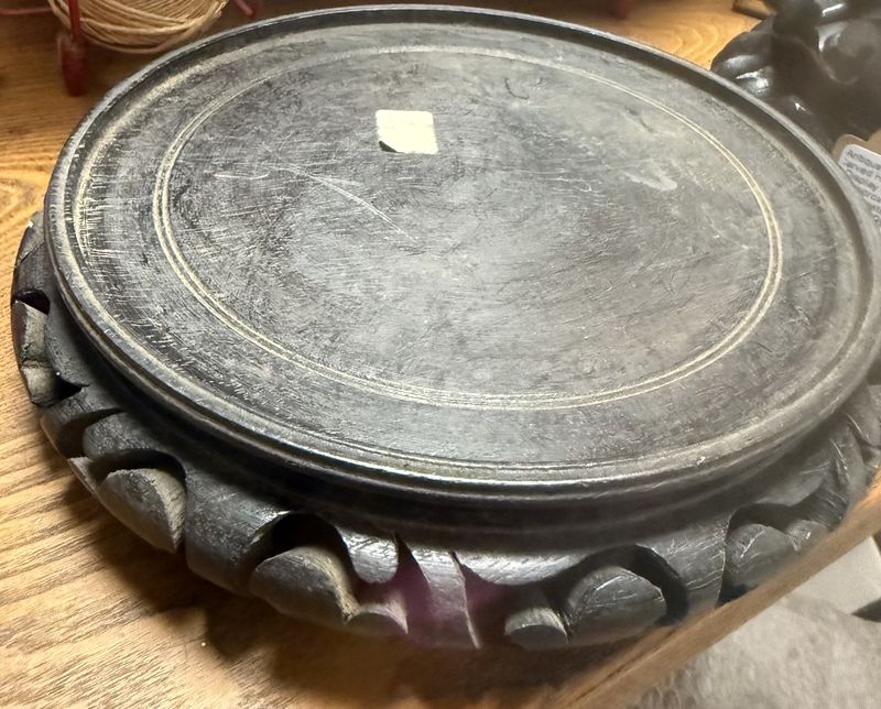 Antique Chinese Carved Hardwood Display Stand approx 8 1/2&quot; diameter