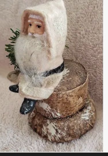 Antique German Christmas Candy Container Santa on a Stump