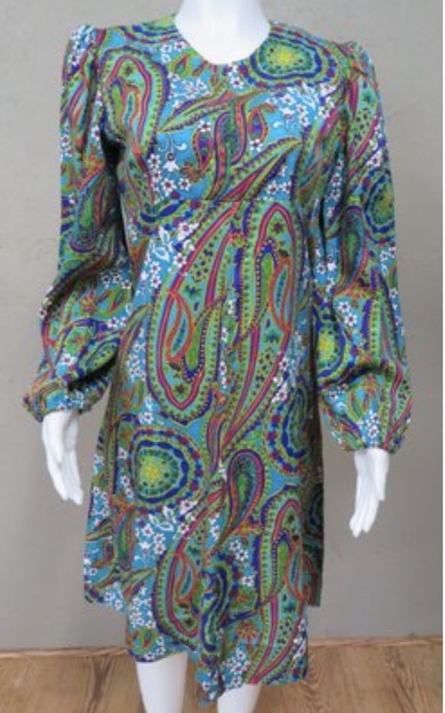 1960's Groovy Paisley Print Boho Short Dress