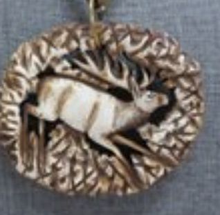 Berchtesgaden Antique Carved Elk on Brass Hand Hewn Chain