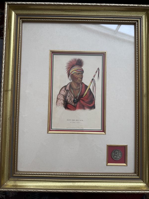 McKenney &amp; Hall  Not-Chi-Mi-No Ioway Chief from History of Indian Tribes Hand Colored Lithograph w/