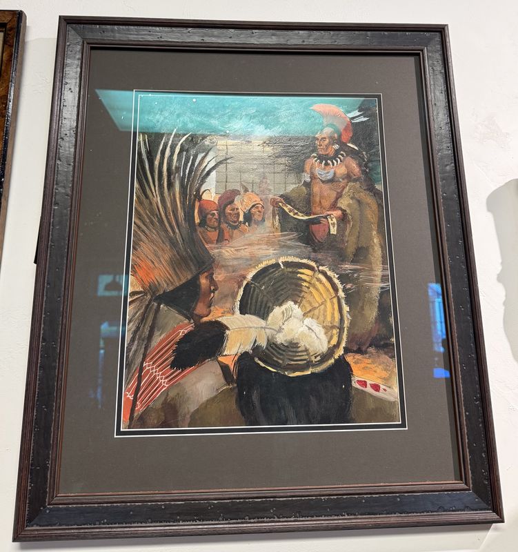 Framed Original Oil Painting Native Americans-Robert Glaubke