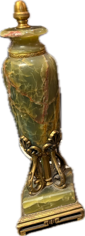 Deco Onyx Clock and Garnitures 3 Piece