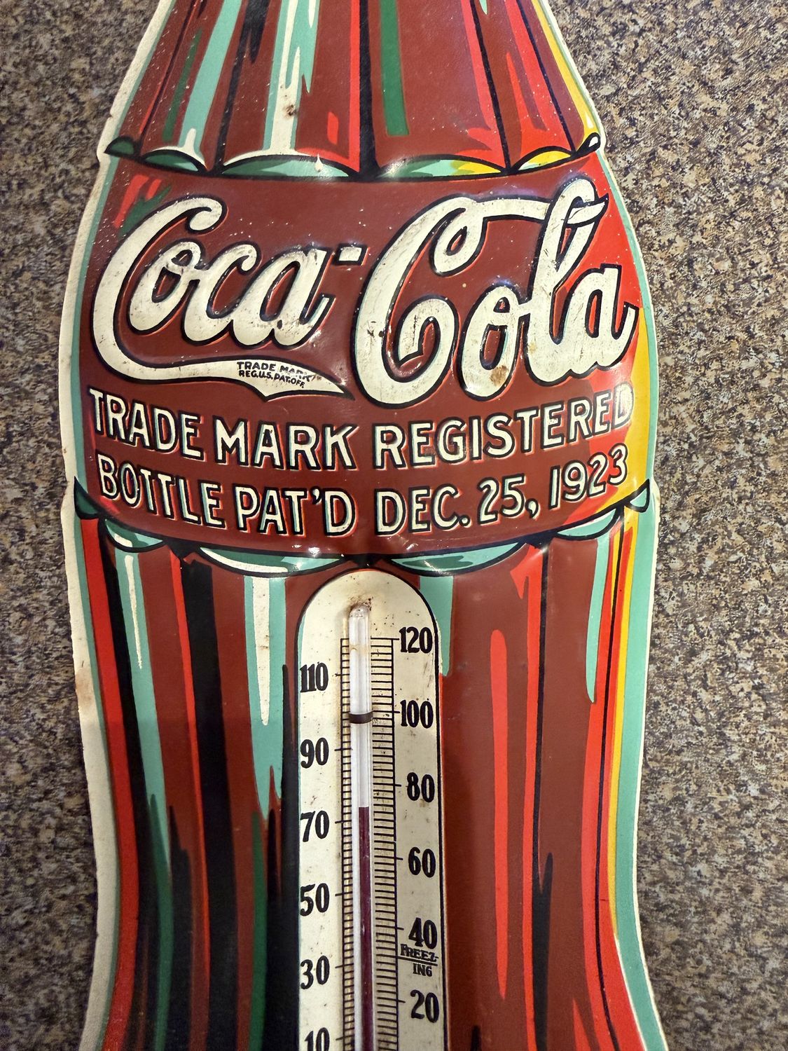 1923 Coca Cola Thermometer Sign Dec. 25