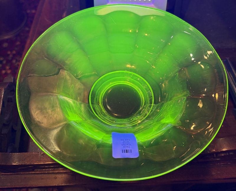 Deco Vaseline Uranium Glass Bowl