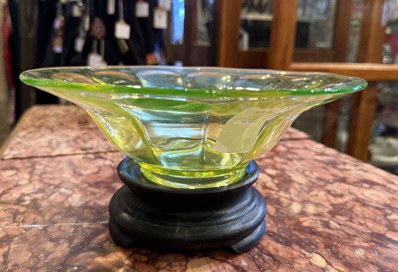 Deco Vaseline Uranium Glass Bowl