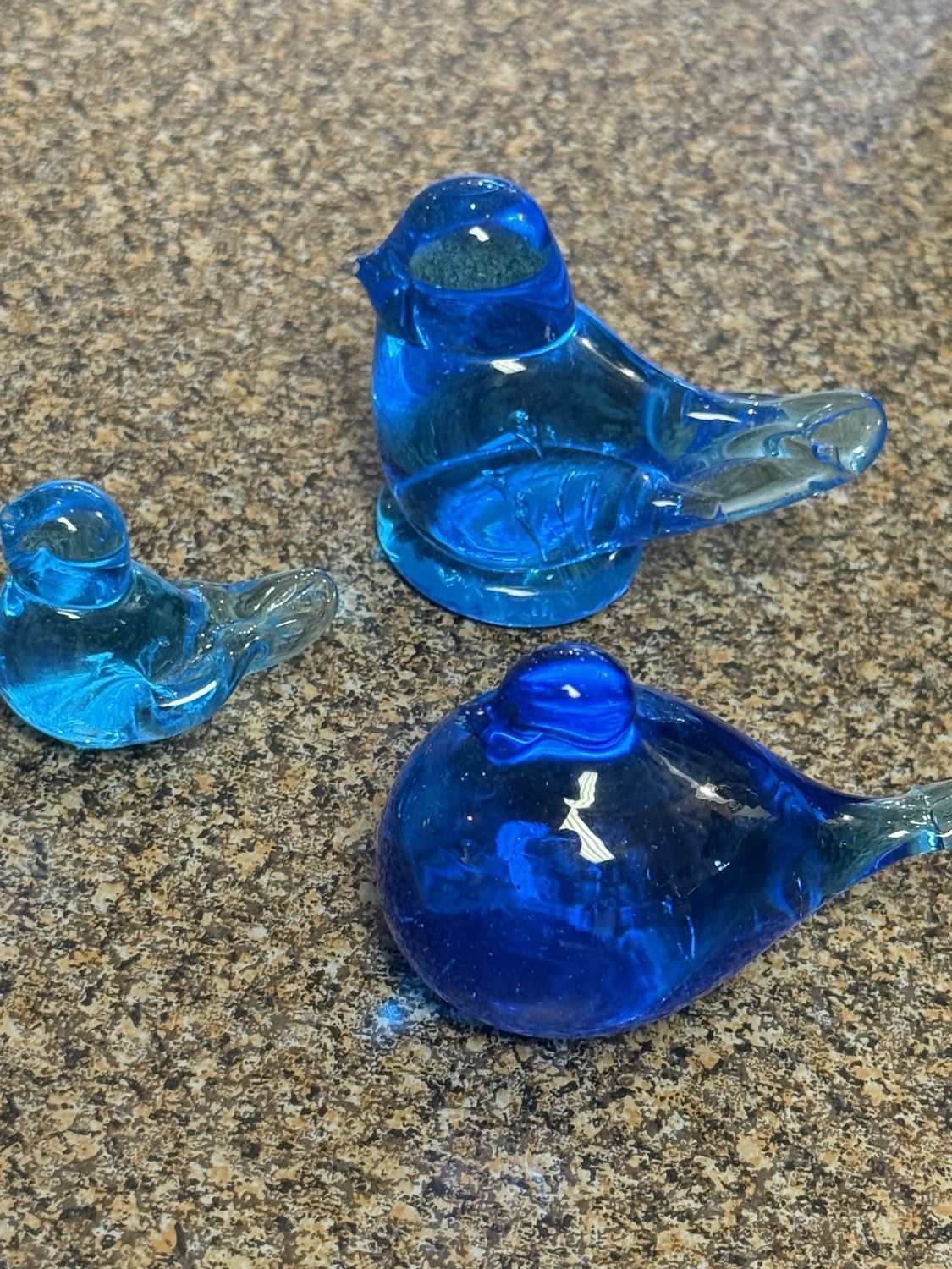 MCM Ward Blue Glass Birds 3