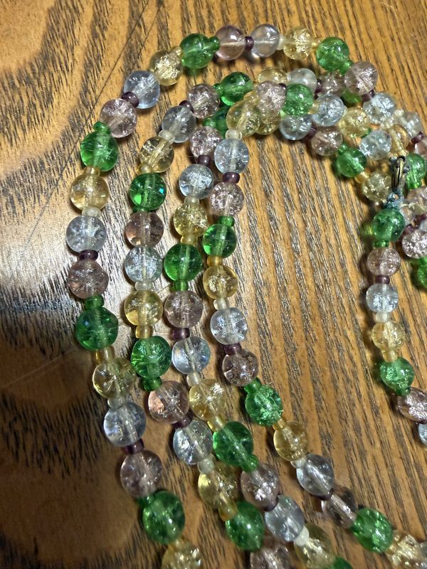 Opera Length Pastel Crackle Glass Necklace