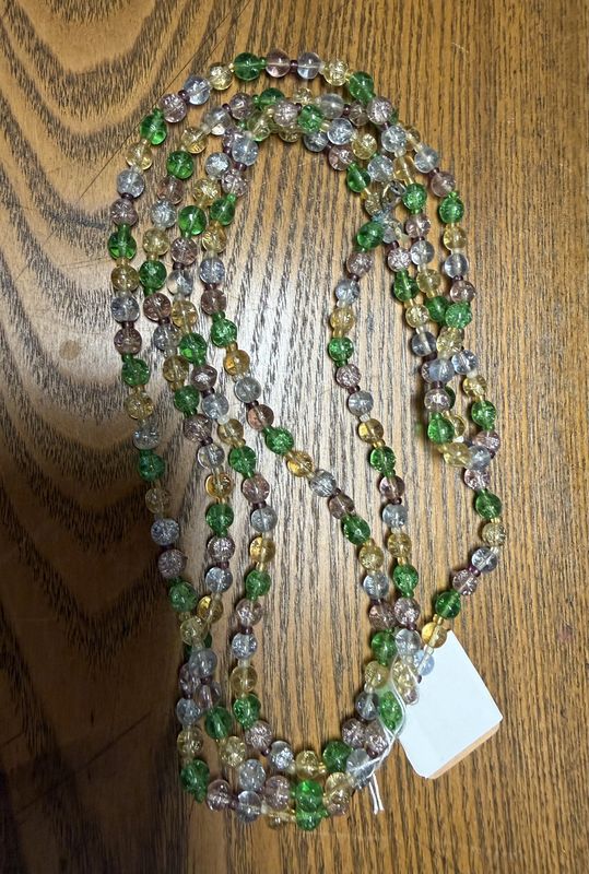 Opera Length Pastel Crackle Glass Necklace