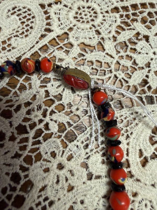C1910 Czech Red Speckled Necklace