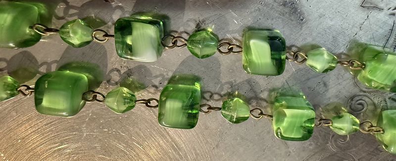 Green Givre Glass Deco 2 Matinee Length Necklace