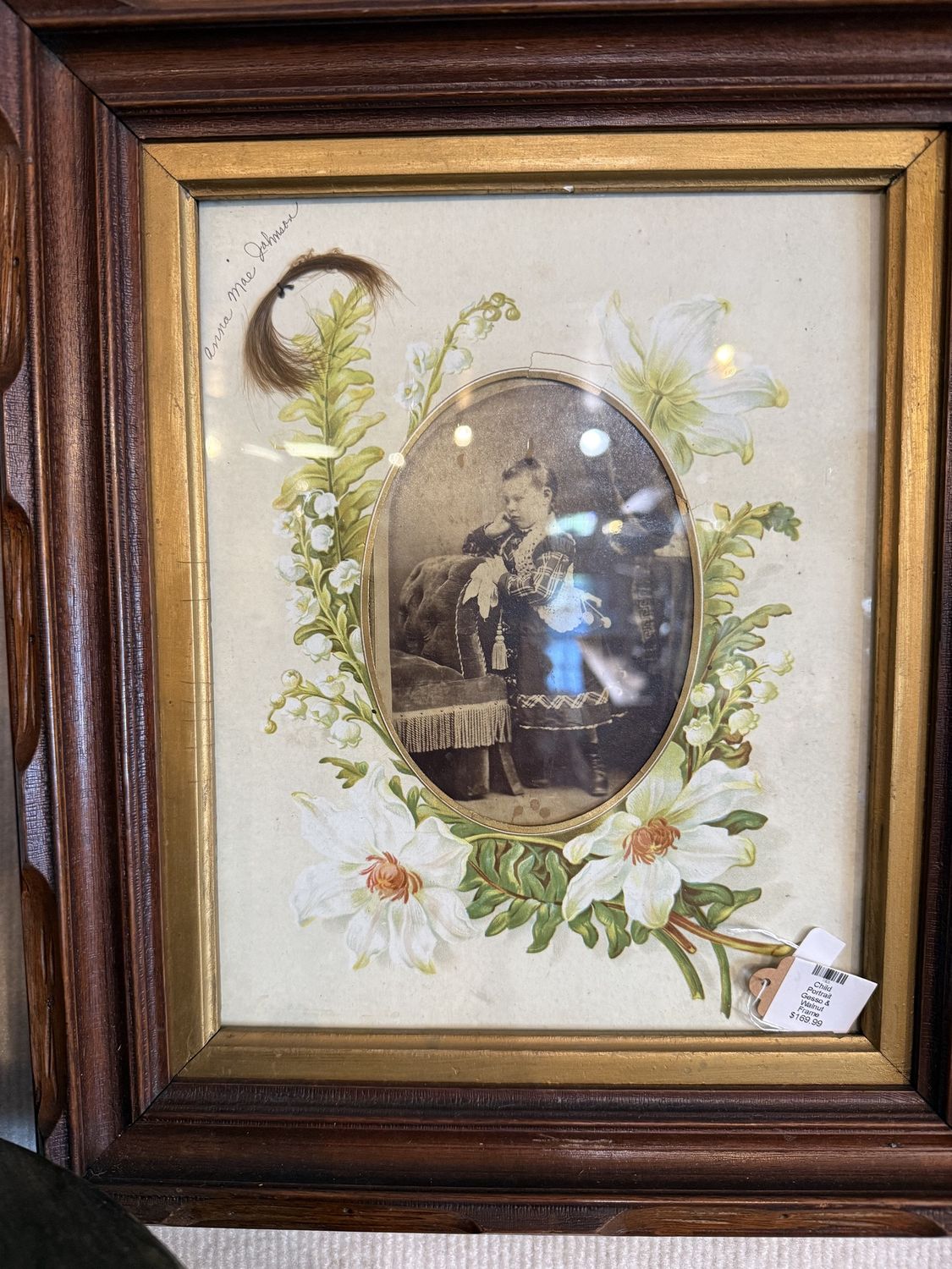 Child Portrait Gesso &amp; Walnut Frame