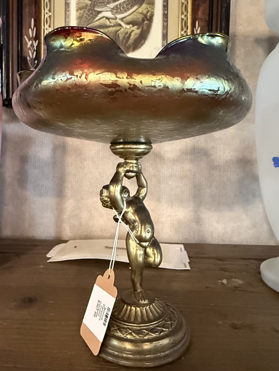 Bronze Pairpoint Cupid Compote