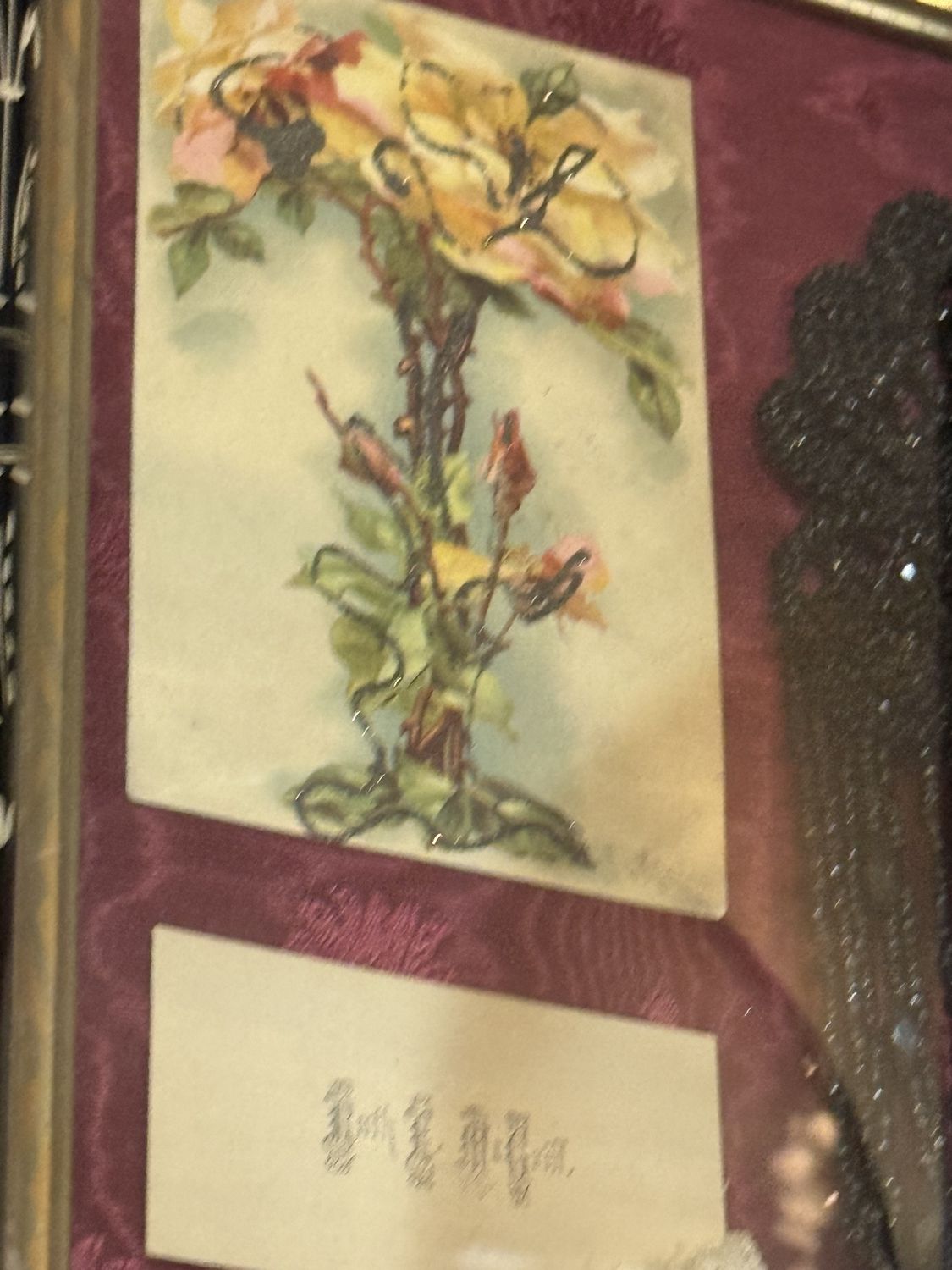 Victorian Framed Ephemera-Passementerie, Card, and Calling Card