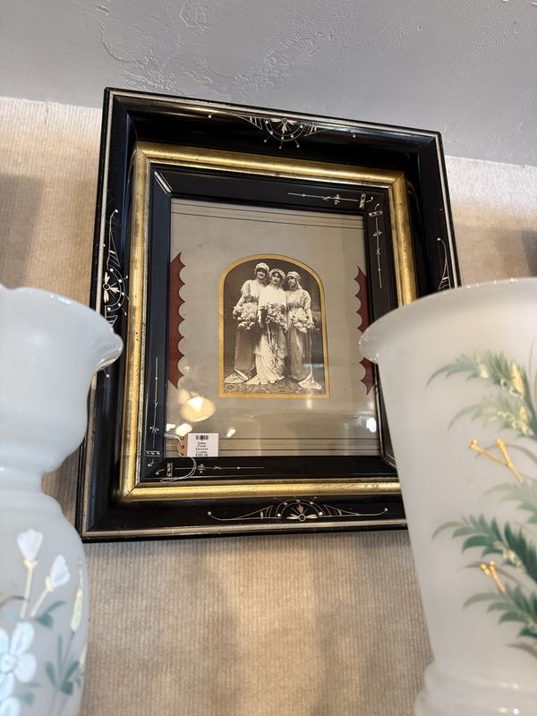 Gesso Frame Ebonized 3 Ladies-Wedding Party Victorian