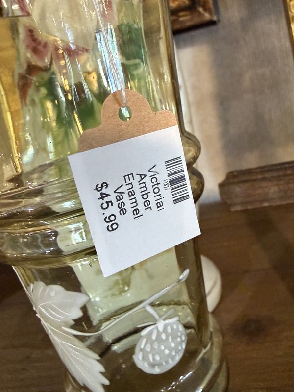 Victorian Amber Enameled Vase
