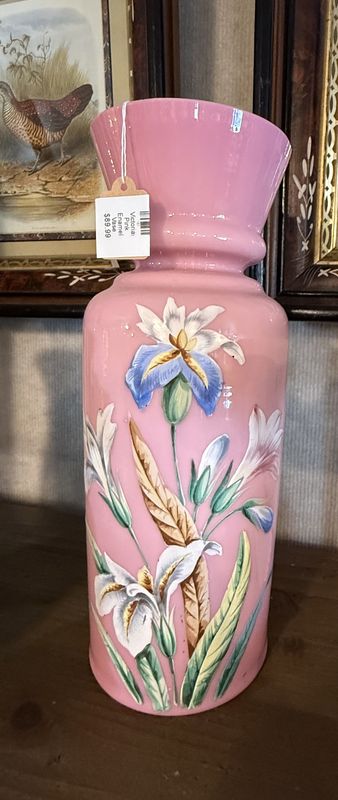 Victorian Pink Enameled Vase