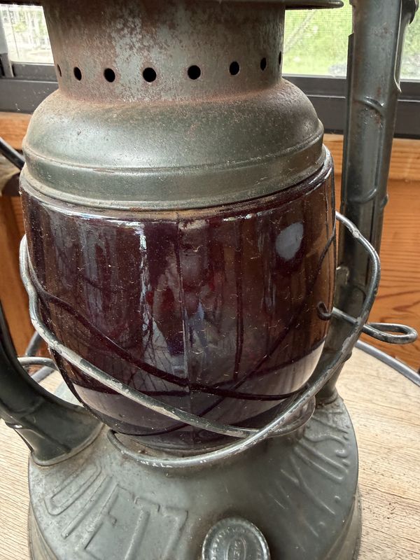 No. 2 DLite Railroad Lantern Amber-Red Glass