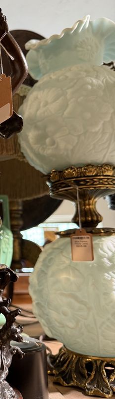 Blue Fenton Poppy Lamp
