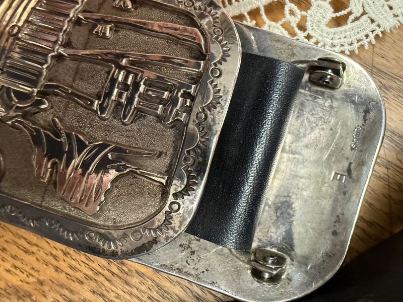 Southwest Native American E. Etsitty Sterling Silver Story Teller Belt 9 Stations and Buckle