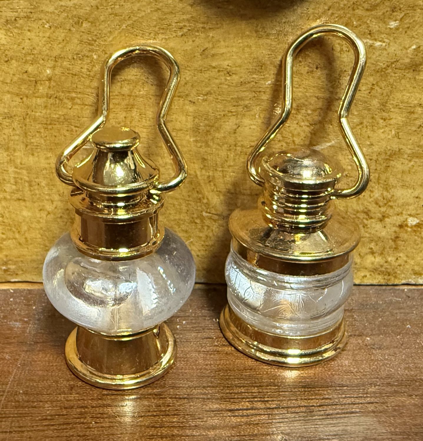#18 Miniature Gold Tone Antique Railroad Lantern
