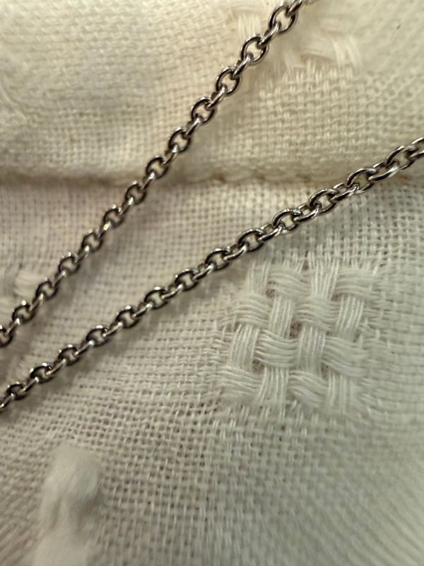 Silver and Coral Squash Blossom Charm on Sterling Edwardian Chain