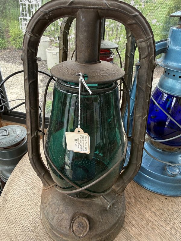 Dietz New York Monarch Antique Railroad Lantern Teal Glass