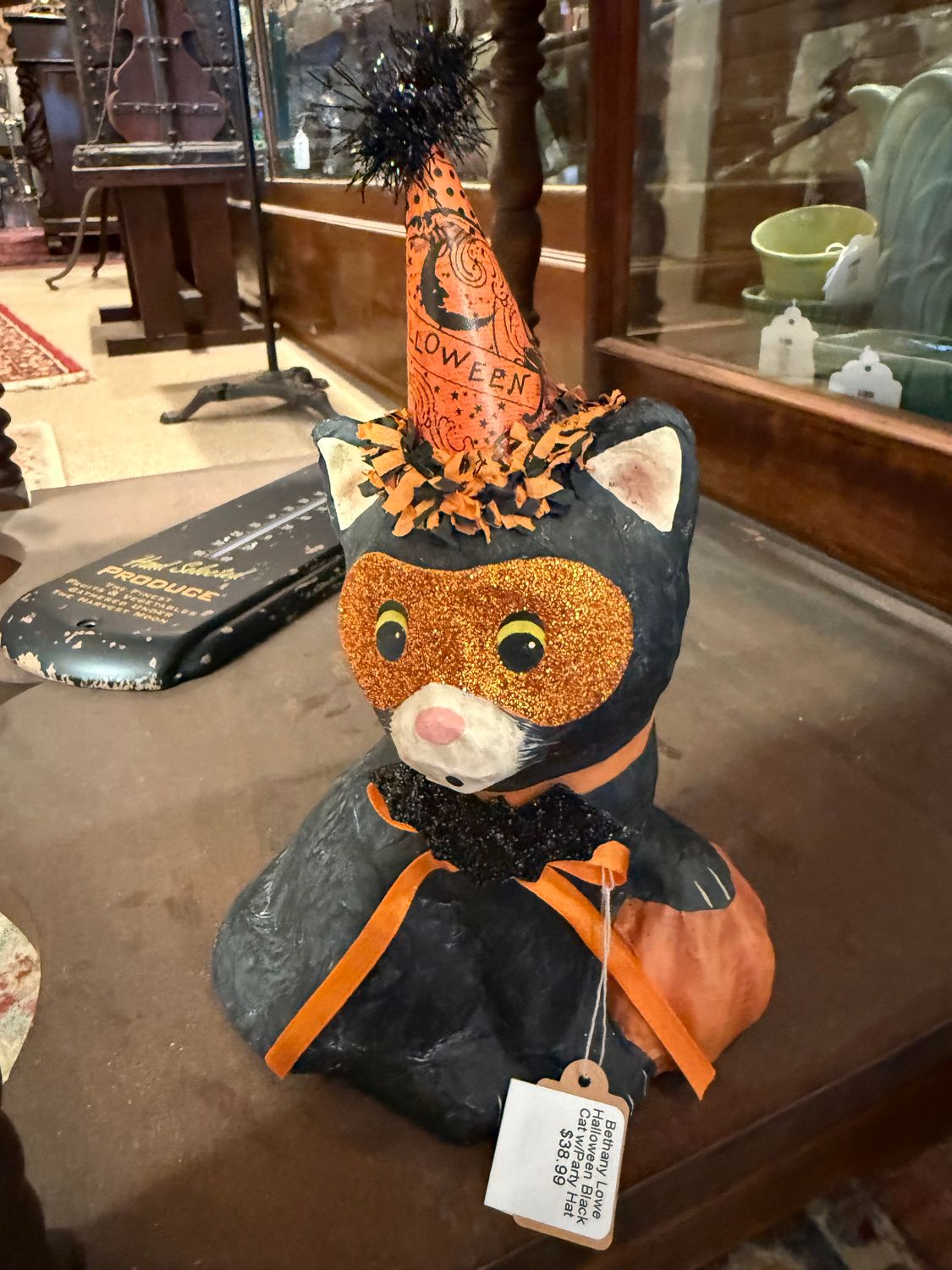 Bethany Lowe Halloween Black Cat w/Party Hat