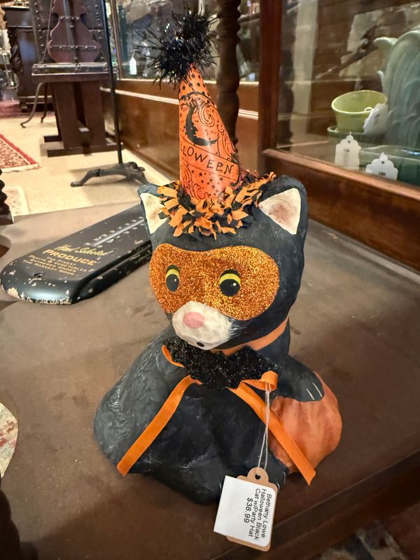 Bethany Lowe Halloween Black Cat w/Party Hat