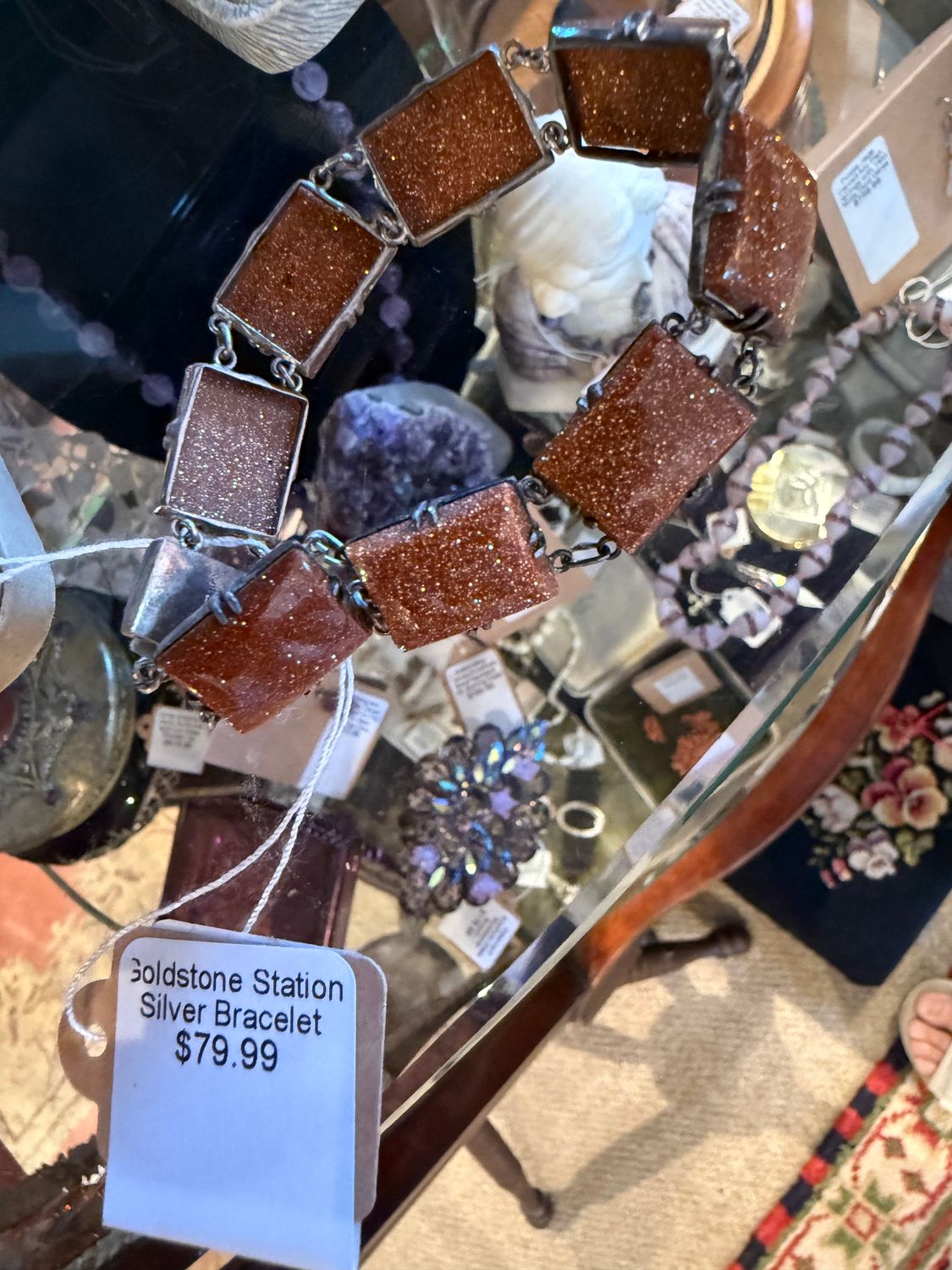 Goldstone Station Silver Bracelet