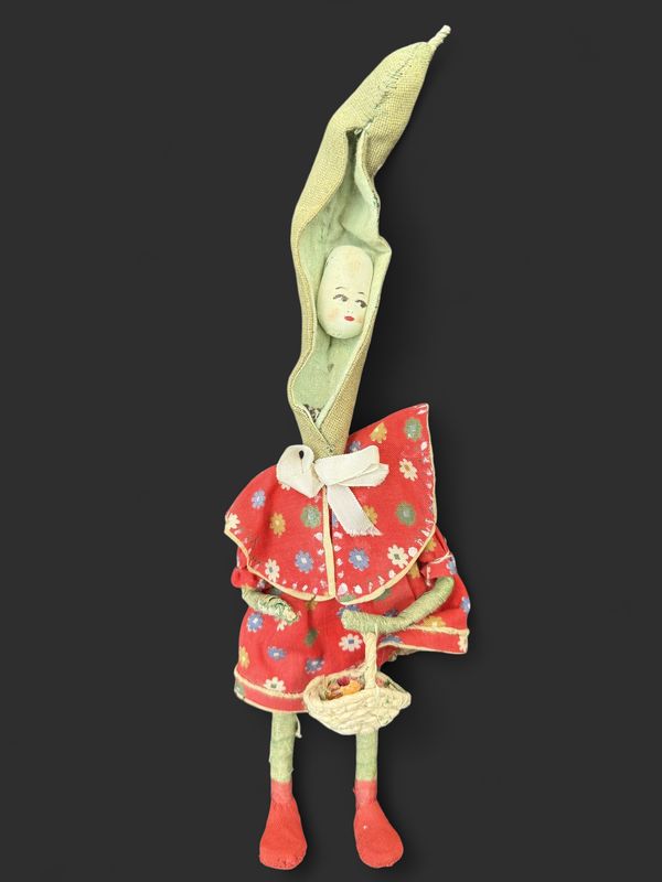 Anthropomorphic Pea Head Doll Vintage Italian