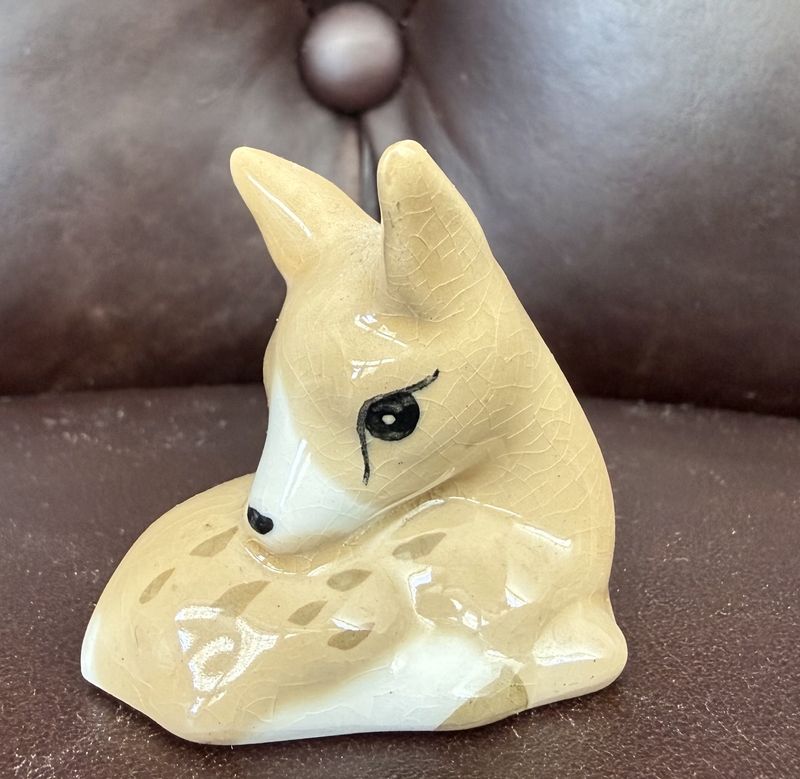 Szeiler Studio Porcelain Hand Painted Laying Down Deer Miniature