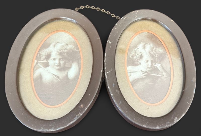 M.B. Parkinson Meatl Framed 1897 Cupid Awake Cupis Asleep Photos