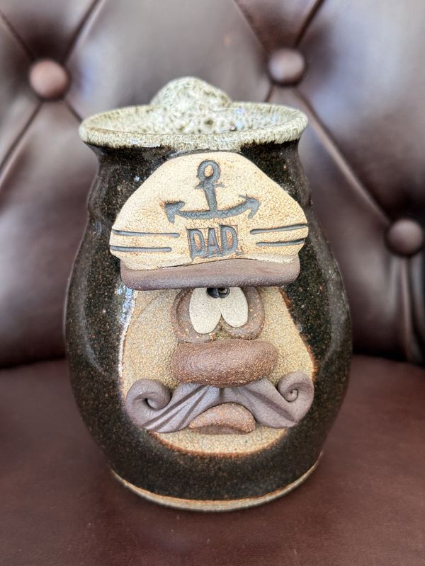 Vintage Signed Pottery Mug "Dad" Anchor Nautical