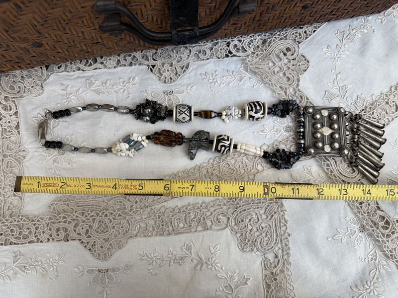 Native Signed B.Marie Handmade Necklace with Bear Fetish Jingle