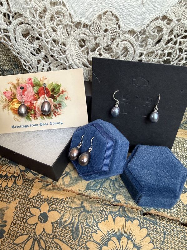 Grey Tahitian Drop Pearl Earrings