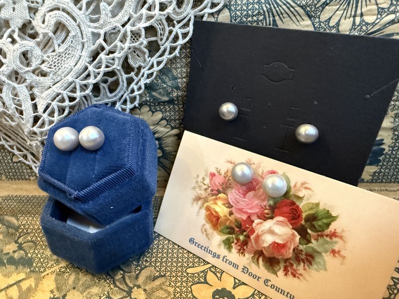 Light Grey Pearl Post Earrings