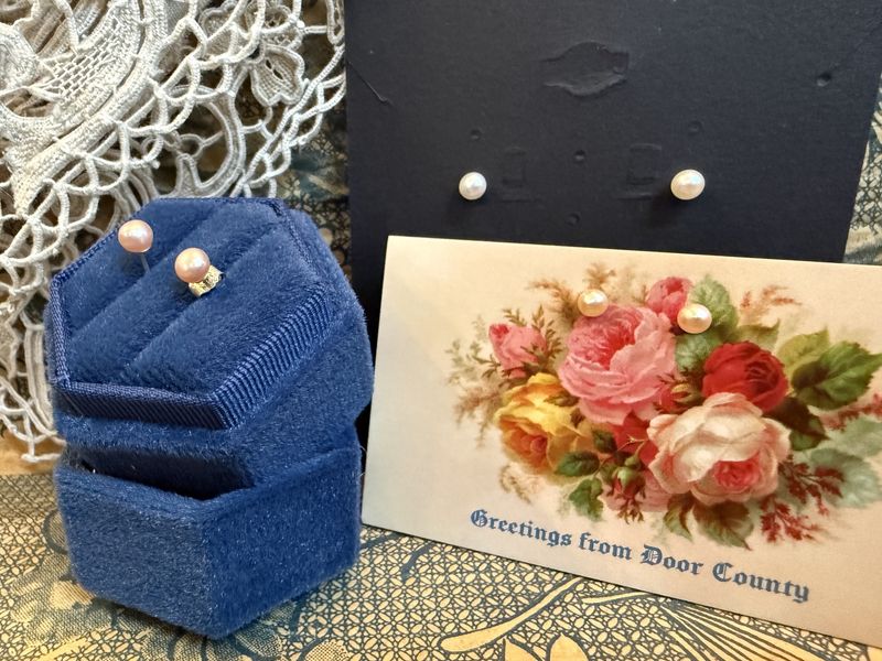 Tiny Light Pink Pearl Post Earrings 3/16"