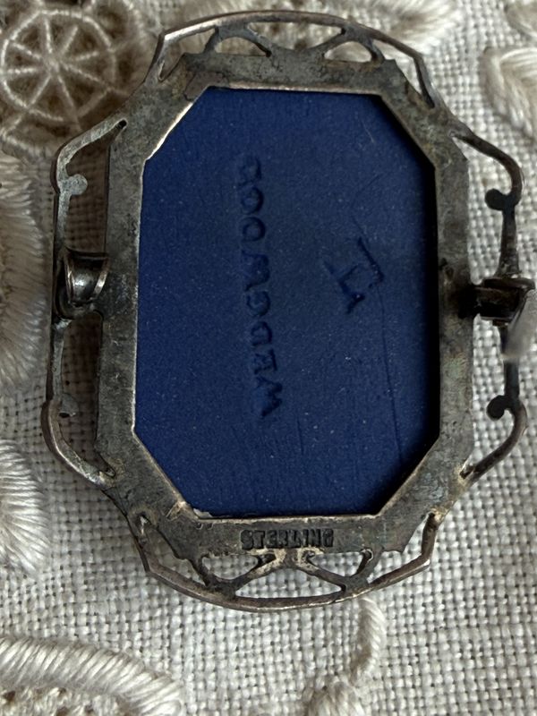 Victorian Sterling Cobalt Wedgwood Brooch Fire Snake Woman