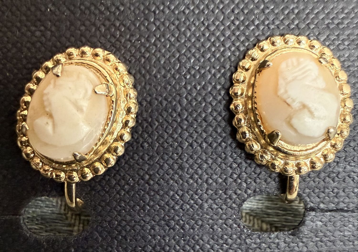 Vintage Screw Back carved Shell Cameo Earrings