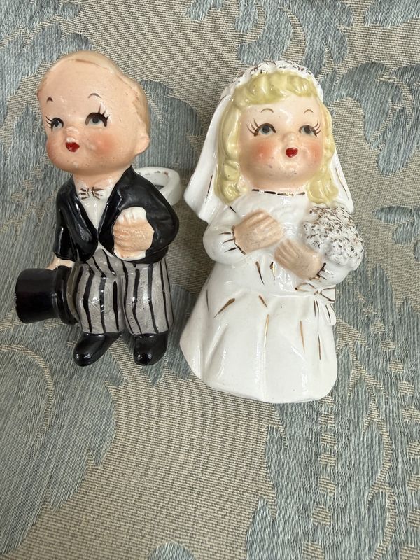 Bride and Groom Wedding Vintage Japan Porcelain Candle Hangers