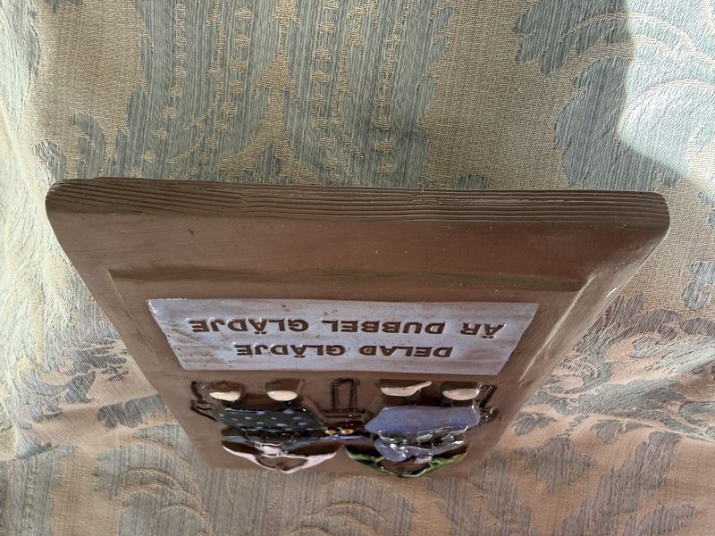 Swedish Pottery Plaque "Shared Joy is Double Joy" in Swedish