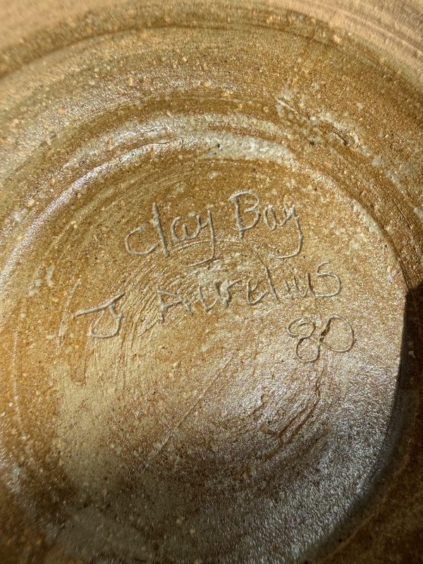 Door County, WI Jean Aurelius Clay Bay Pottery Large Bowl 1980 Signed